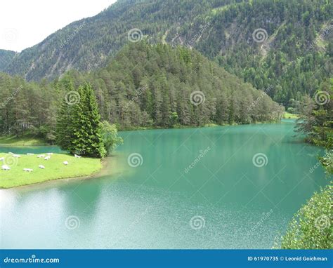 Amazing Turquoise Alpine Lake Stock Image Image Of Switzerland