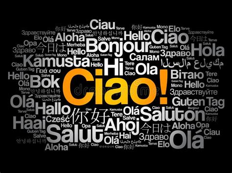 Ciao Hello Greeting In Italian Word Cloud Stock Illustration