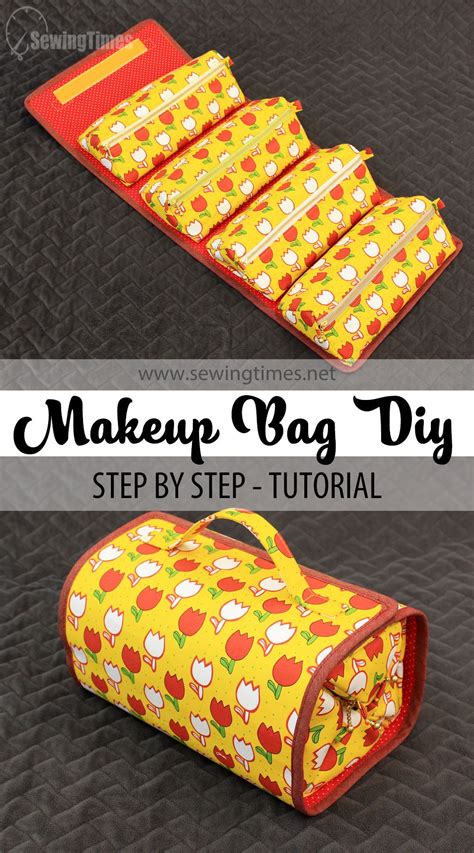 Diy Roll Up Makeup Bag Travel Cosmetic Organizer Bag Tutorial 4 In