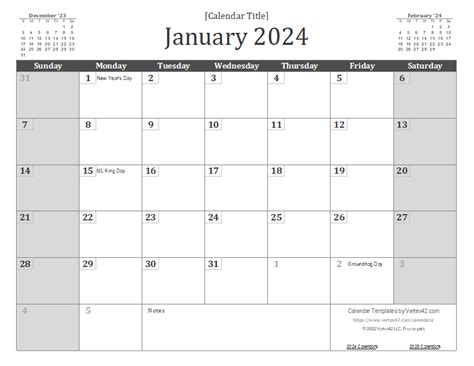 2024 Calendar Free Printable Template