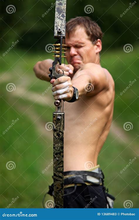 Male Archer Aiming At Target Stock Image Image Of Athlete Male 13689483
