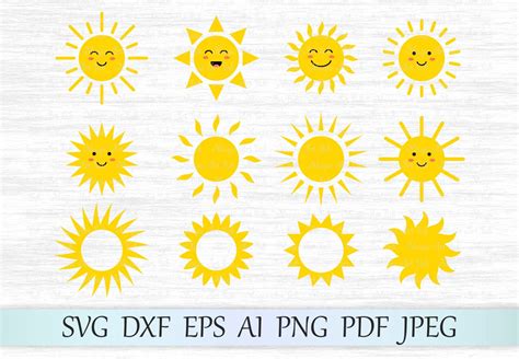 Sun svg, Sun clipart, Cute sun svg file, Sun face svg (72403) | SVGs