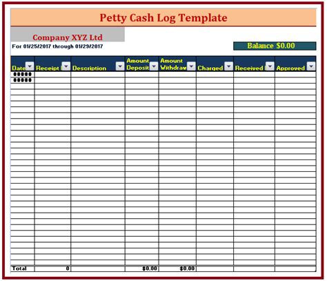 Petty Cash Log Template Free Xlsx Docs Pdf Formats Samples