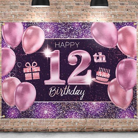 Amazon Com PAKBOOM Happy 12th Birthday Backdrop Pink Photo Background