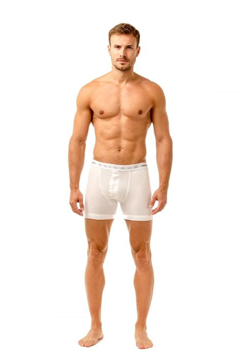 Mens Two Pack Button Front Cotton Stretch White Boxer Shorts Men
