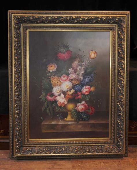 Large Dutch Oil Painting Floral Still Life Art Gilt Frame