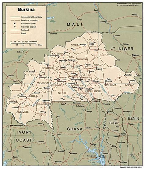 Detailed Road And Administrative Map Of Burkina Faso Burkina Faso