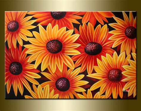 2017 Oil Painting Abstract Flower Large Sizesea Of Daisy