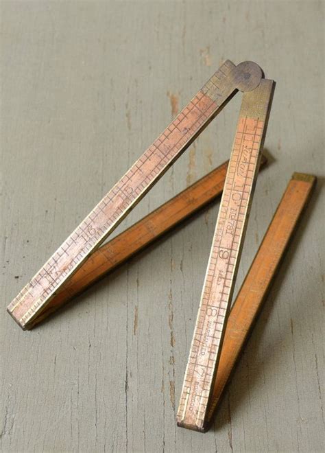 Vintage Wood Folding Ruler With Brass Trim Lufkin No 781 Warm Patina