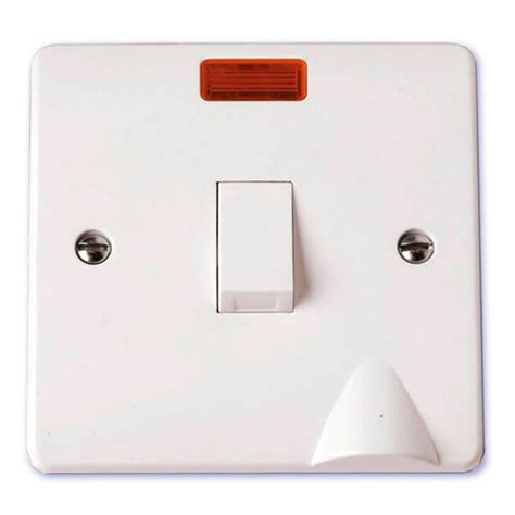 Scolmore Mode 20a Double Pole Switch With Flex Outlet Neon Click Mode