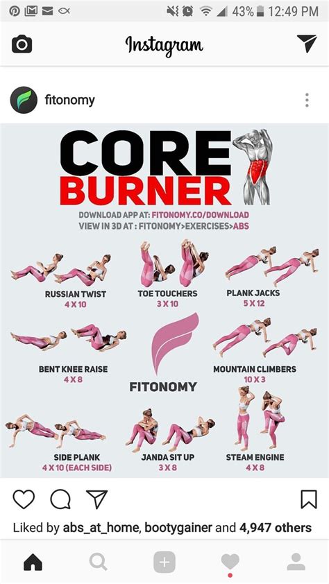 core complete workout laminated chart workout poster strength cardio training core abs abdominal
