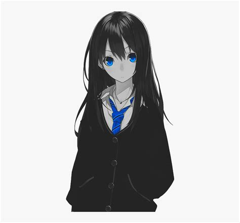 anime girls with black hair and blue eyes hd png download kindpng