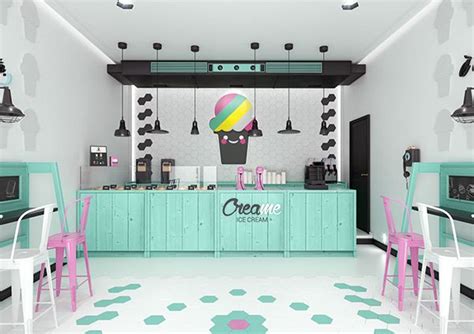 Creame Ice Cream Shop On Behance Cafe Ice Cream Ice Cream Shop