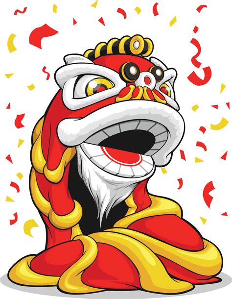 Chinese New Year Lion Dance Cartoon Acrobat Vector Drawing 2185140
