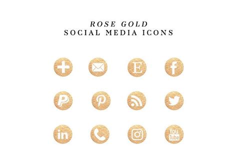 Rose Gold Social Media Icons Custom Designed Icons ~ Creative Market
