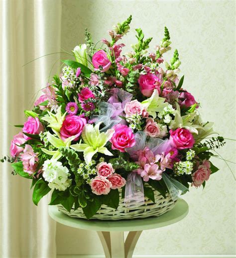 Pink And White Sympathy Basket Avas Flowers
