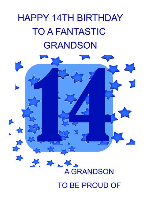 Grandson 14th Birthday Card Etsy