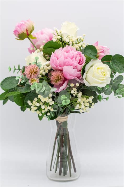 Bouquet De Fleurs Artificielles Romantique Avec Pivoines Doubles En