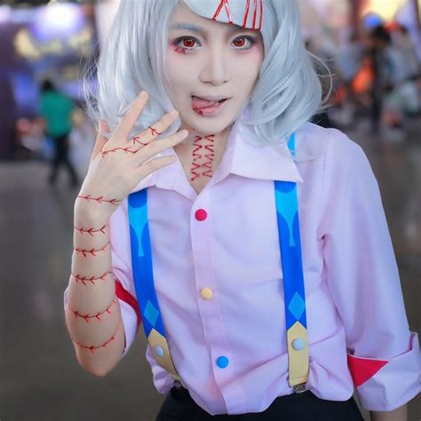 The anime character juuzou suzuya is a teen with to neck length white hair and red eyes. 2017New Arrived Anime Tokyo Ghoul cosplay costume JUZO ...
