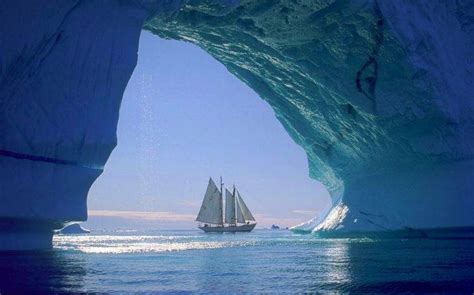 Nature Landscape Iceberg Sailboats Sea Cave Ice Sunlight