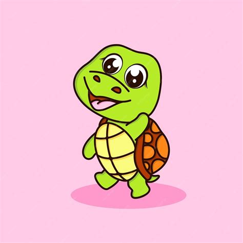 Premium Vector Cute Turtle Cartoon Vector Icon Illustration Flat