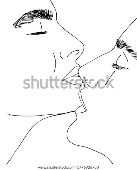 Vector Illustration Tender Kiss Pair Lovers Stock Vector Royalty Free