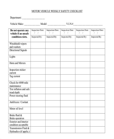 Inspection by a qualified lift inspector. FREE 19+ Vehicle Checklist Examples & Samples in Google ...
