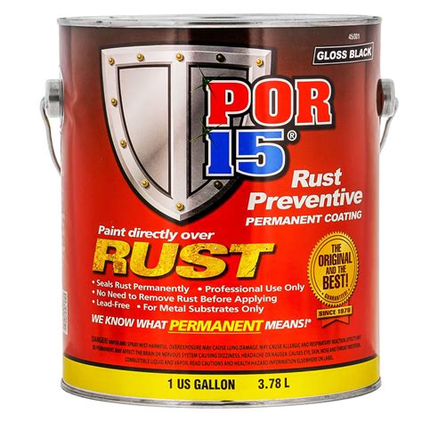 1 Gallon Por 15 Rust Preventive Gloss Permanent Coating Black 45001