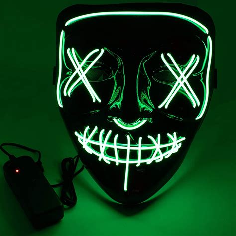 Led Purge Style Halloween Mask Light Up Face Cosplay Festival Scary