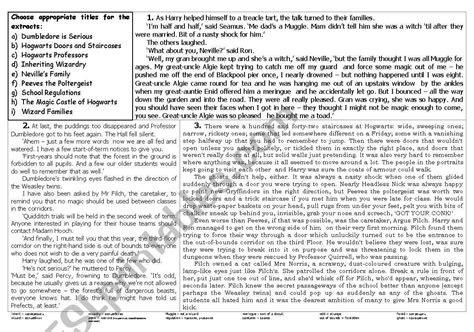 English Worksheets Match The Titles To The Texts