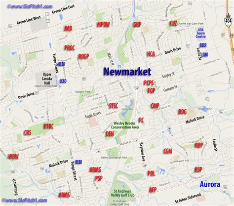 Newmarket Map Of Parks And Diamonds