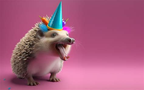 Premium Ai Image A Hedgehog Wearing A Party Hat With A Party Hat On