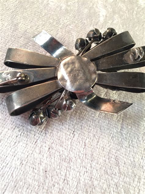 Gorgeous And Heavy Vintage 1940s Hobé Sterling Silver Floral Bow