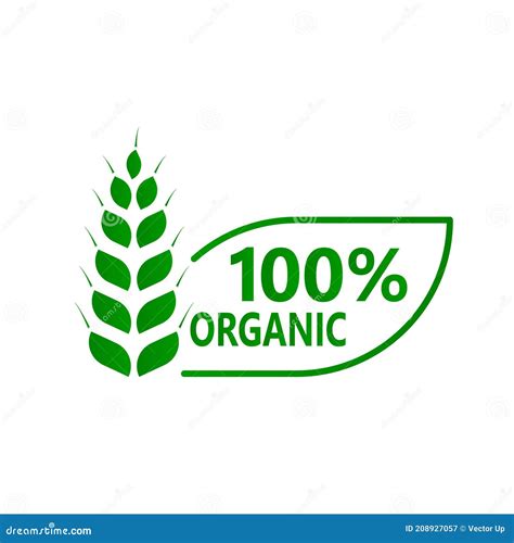 100 Percent Organic Label Green Eco Badge Sticker Vector