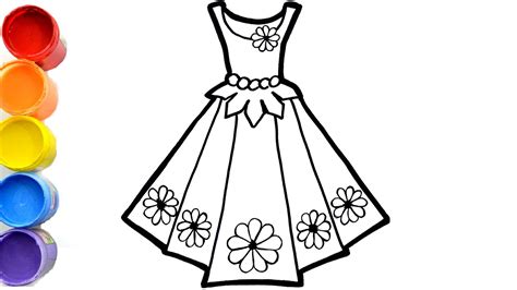 Outline Sketch Fashion Sketch Drawing Of Kids Girl Frock Dress Line