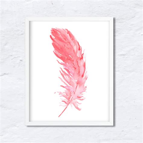Watercolor Boho Pink Feather Art Print Instant Download Corner Croft