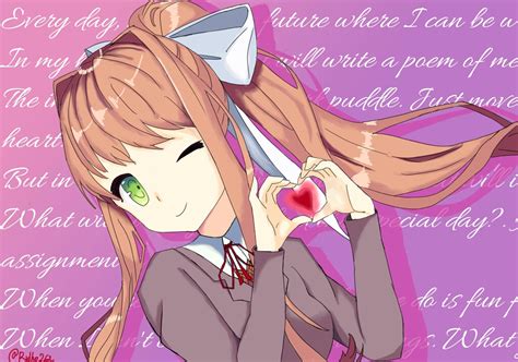 Monika Is Winking At You She Loves You 💚💚💚 By Ridho262 On Pixiv Ddlc
