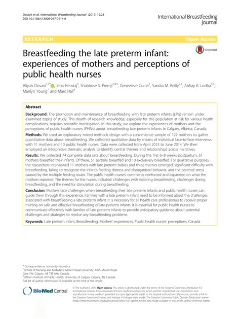 pdf breastfeeding the late preterm infant experiences of mothers and perceptions of public