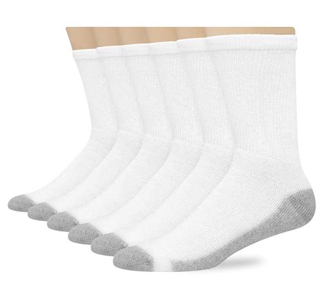 6 Pair Mens White Cotton Blend Crew Socks Athletic Pack Size 10 13