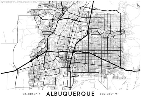 Albuquerque Map Print Albuquerque Print Albuquerque City Etsy