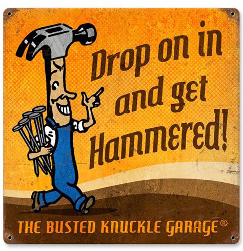 Retro Get Hammered Metal Sign 12 X 12 Inches