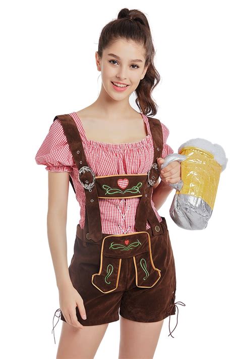 Ladies Oktoberfest German Bavarian Beer Maid Vintage Costume Lederhosen