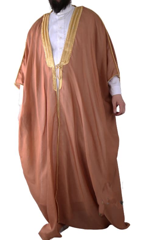 Mens Bisht Islamic Arab Dress Sheikh Imam Kaftan Cloak Bisht Abaya Eid