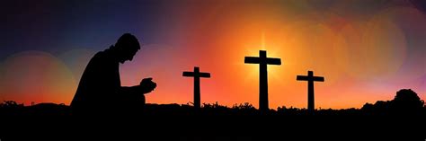 Hd Wallpaper Silhouette Of Man Praying With Three Cross In Background