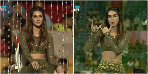 hot and sizzling performance of kriti sanon at ipl 2017 opening match between rcb and dd firstu maga