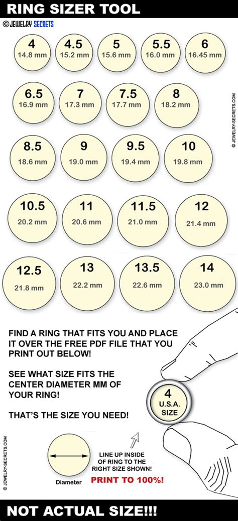 Ring Size Chart Uk Women Printable