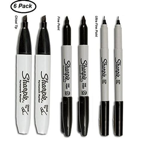 Sharpie Permanent Marker 6 Pack Assorted Sizes Ultra Fine Tip