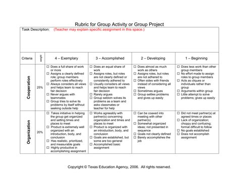 Sample Rubrics For Group Activity Grade Printable Templates Free Hot Sex Picture