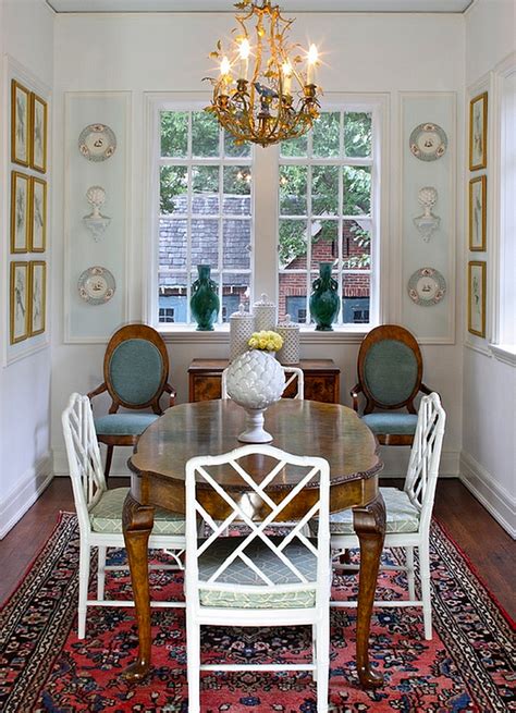 In this dining space by lance thomas of room service, a round table was placed in the centre, surrounded by upholstered chairs that tuck neatly under. Small Dining Rooms That Save Up On Space
