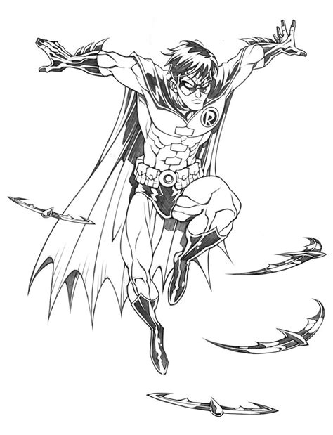 Dc Comics Robin Drawing Sketch Coloring Page